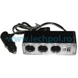ZLA0633- ADAPTOR BRICHETA - 3X BRICHETA + USB 5V DC