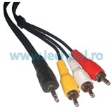 KPO2851L-3-CABLU JACK 3.5 4 CANALE (A/V/MASA)-3RCA 3M